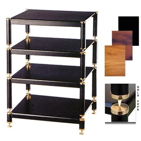 VTI MANUFACTURING VTI Manufacturing BL404GB -13 4 Gold Capspike Black Poles 4 Black Shelves 13; 9; 7 in. Stand BL404GB-13